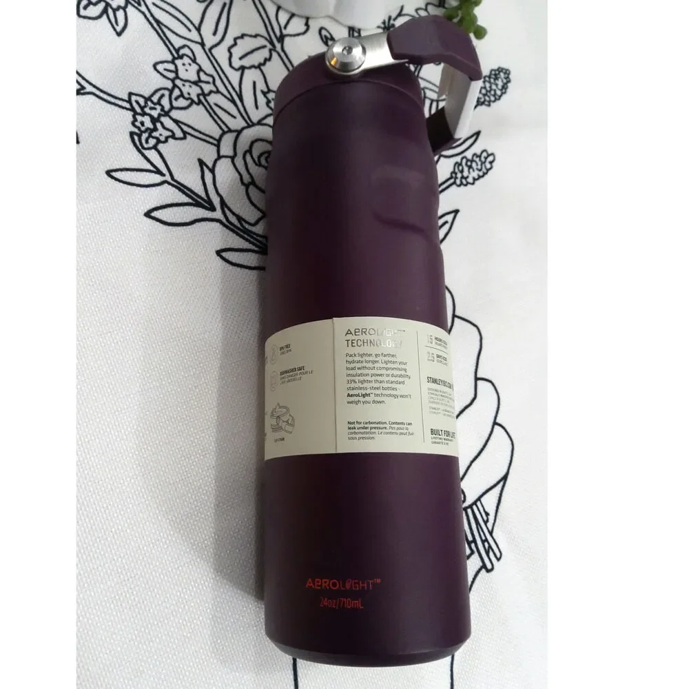 Stanley iceflow flip straw 24oz water bottle deep purple carrying handle active - Picture 2 of 5